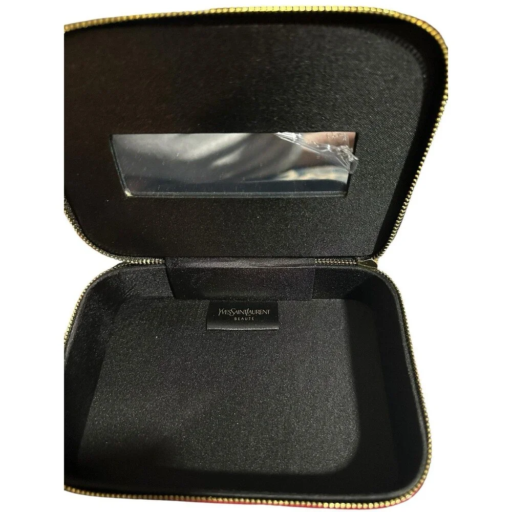 YVES Saint Laurent Red Vanity Case Zip Closure Patent NWOT